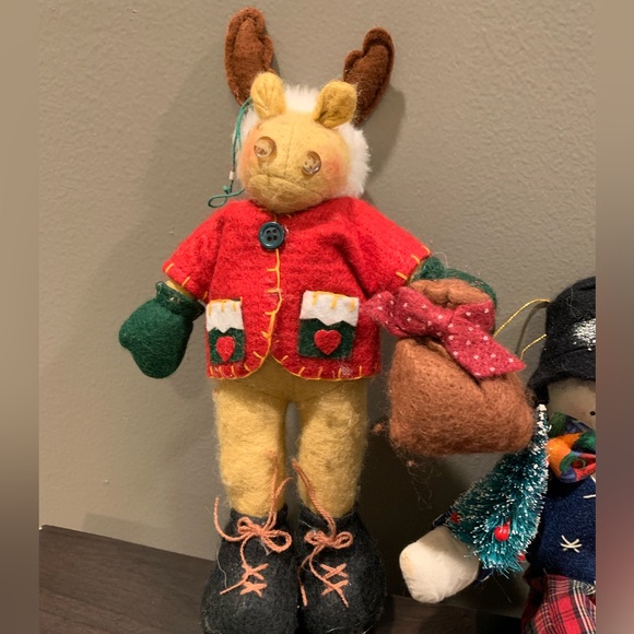 Adorable Plush Snowman & Moose, Gently Used, String Attached for Ornament Use - Picture 3 of 16